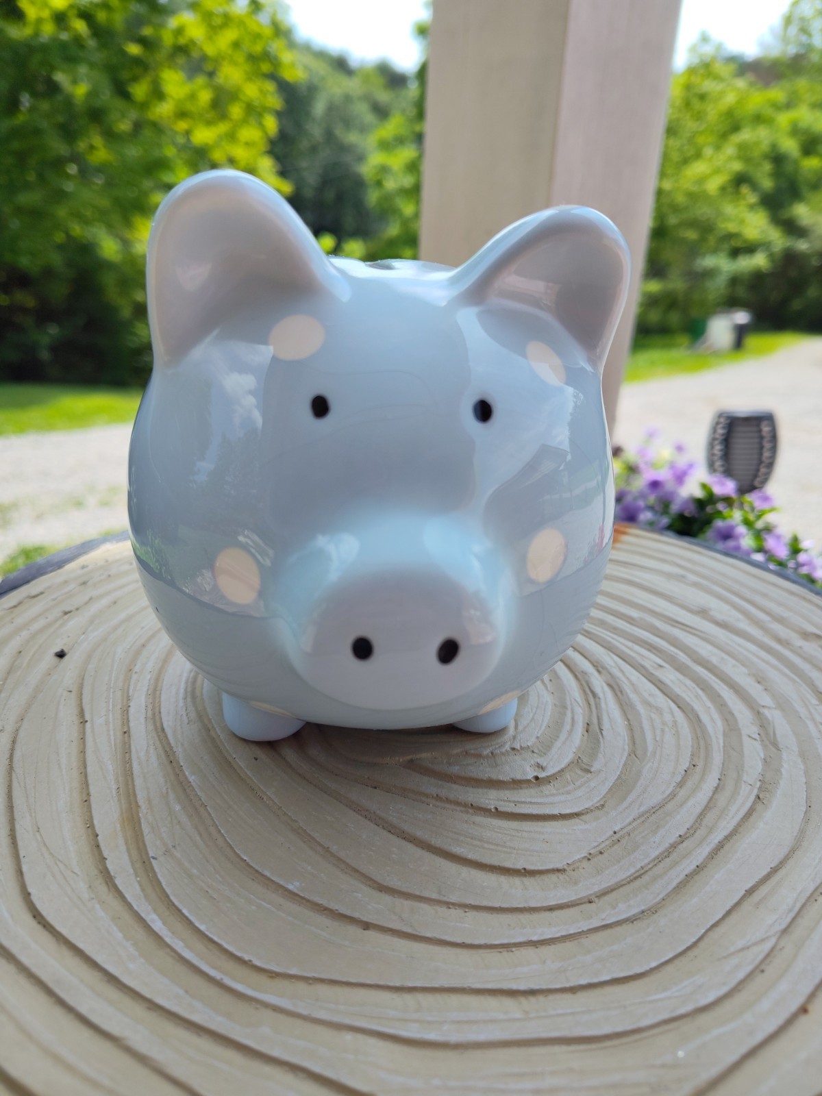 Adorable Large Ceramic Blue With White Polka Dots Piggy Bank Adorable Large Ceramic Blue With White Polka Dots Piggy Bank