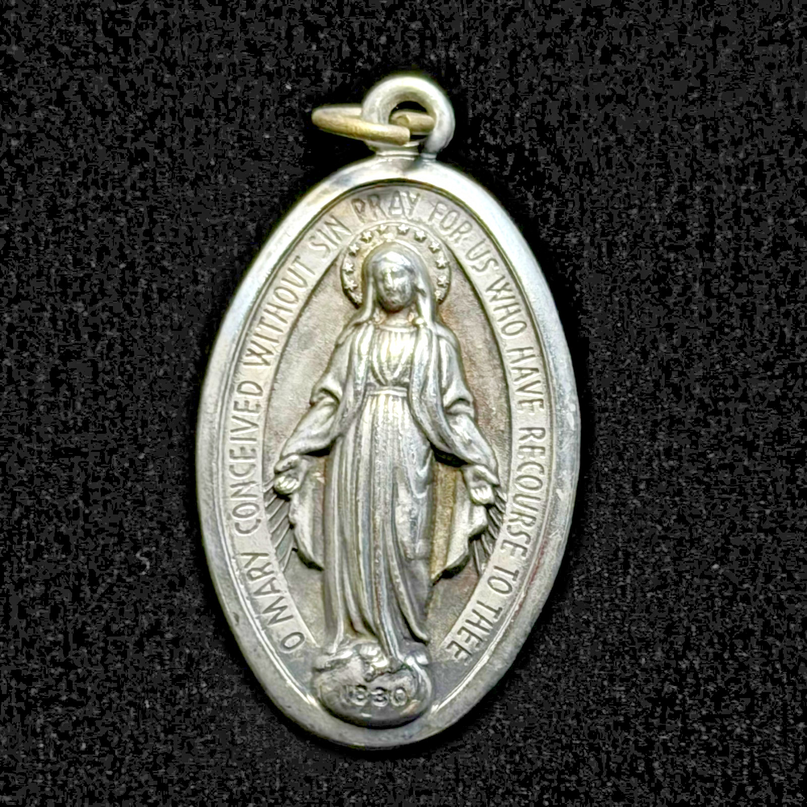 925 Sterling Silver Our Lady of the Miraculous Religious Medal 35mm Signed