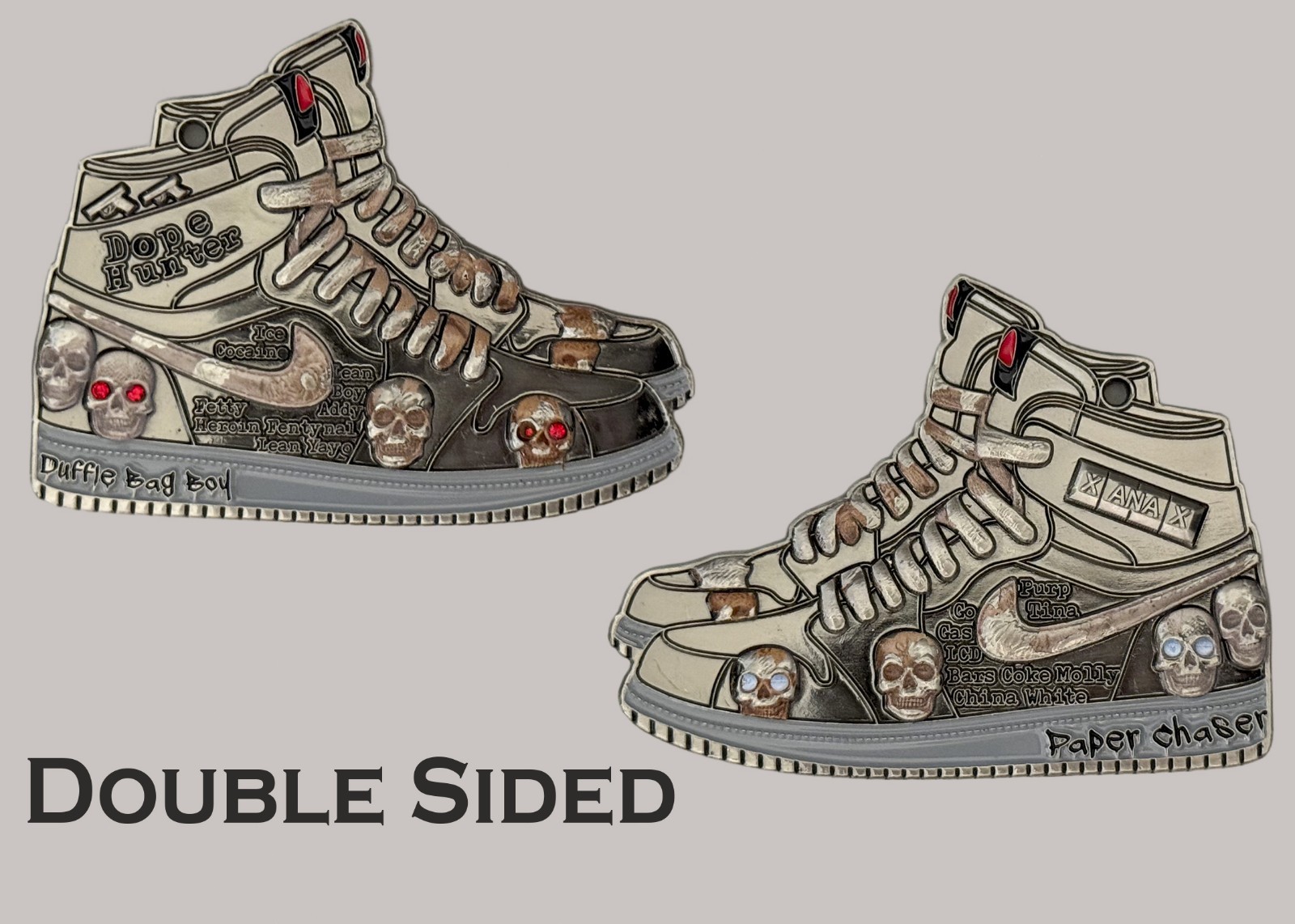 Dope Hunter Sneaker Skull Design Shoe Shaped Challenge Coin  J#36