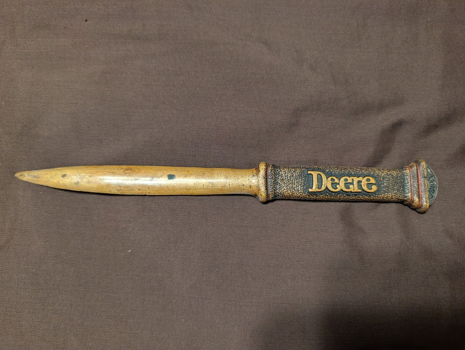 Antique John Deere Solid Brass Letter Opener Marked VELIE & DEERE - RARE 8\ Antique John Deere Solid Brass Letter Opener Marked VELIE & DEERE - RARE 8\