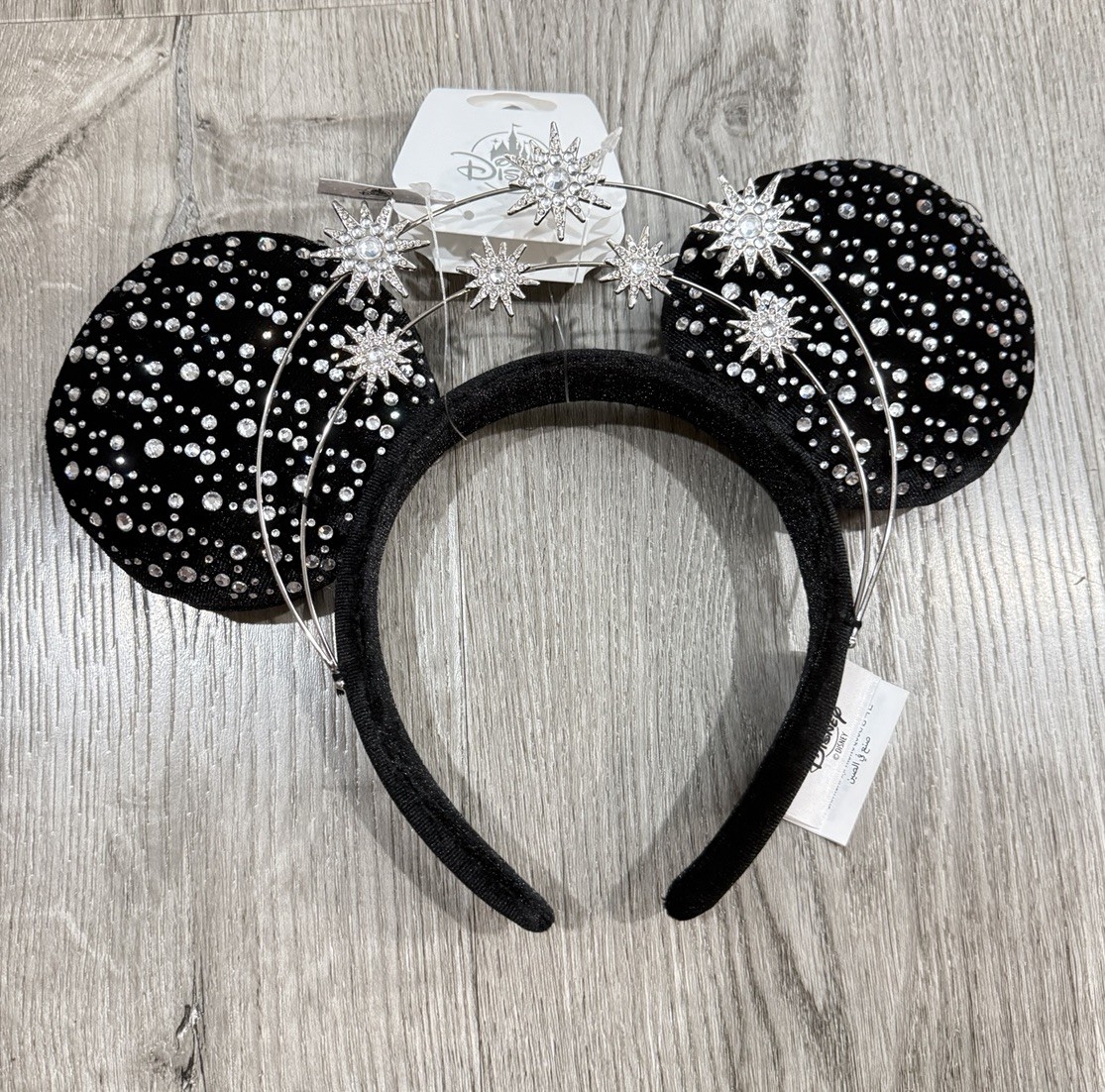 Disney Park 2026 Black Crown Star Rhinestone Celestial Halo Jeweled Minnie Ears