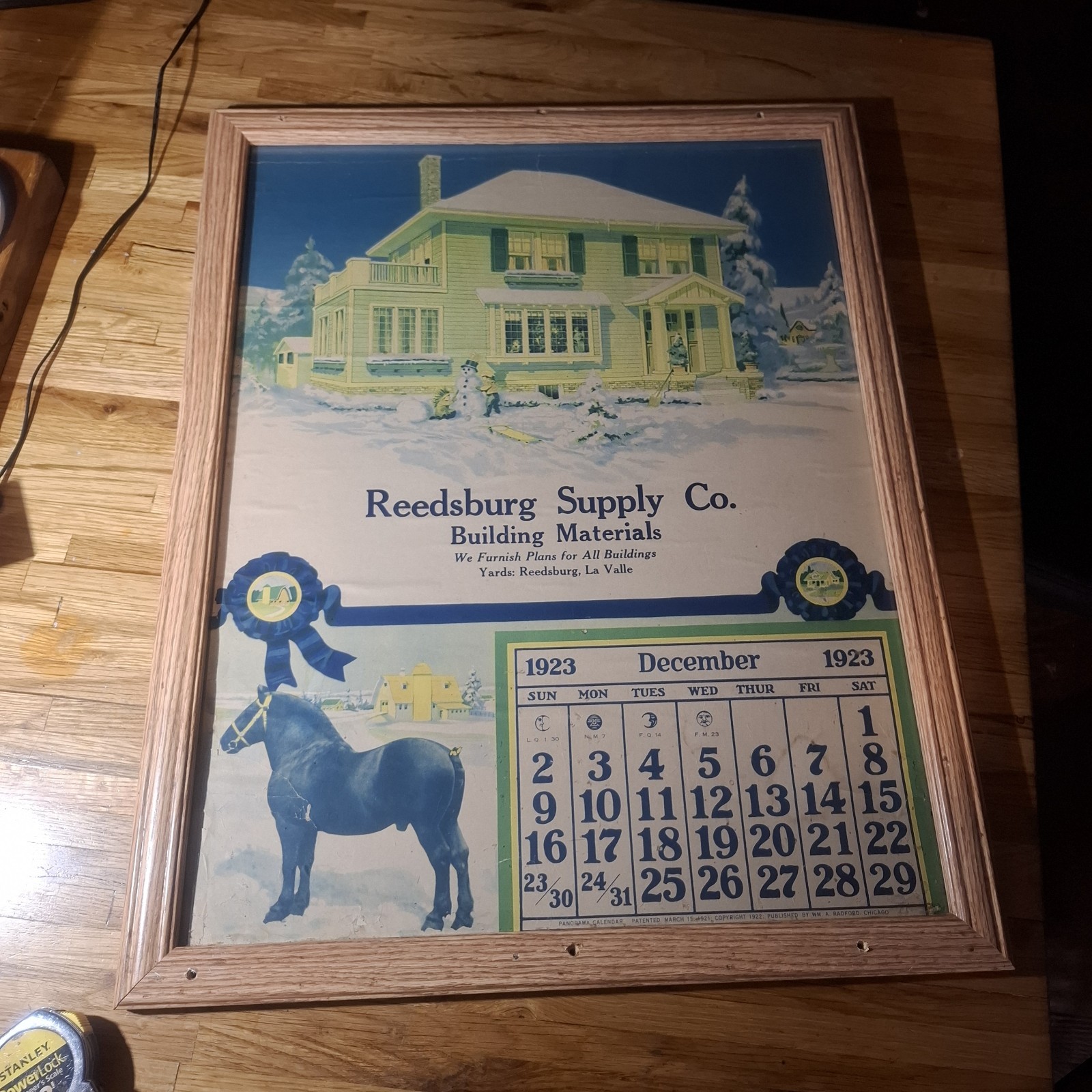 1923 Reedsburg Supply Building  Reedsburg La Valle Wisconsin Framed Calendar