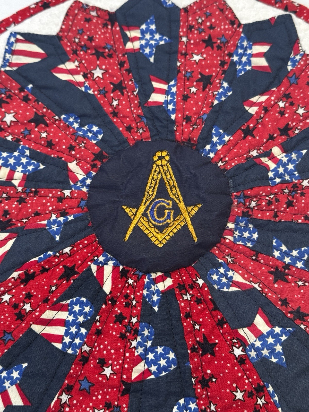 Masonic Grand Lodge of Idaho 1867 Sesquicentennial Quilted Mat Americana 14.5\