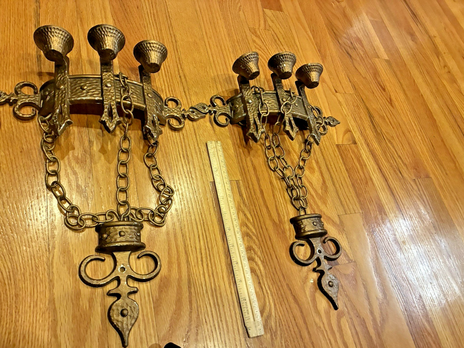 1967 CAST METAL SCONCE SET Sexton Gothic Medieval Castle-look Spanish Hammered 1967 CAST METAL SCONCE SET Sexton Gothic Medieval Castle-look Spanish Hammered
