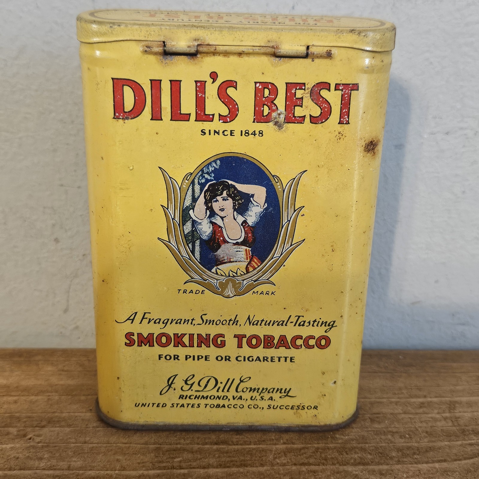 Vintage JG Dill\'s Best Vertical Pocket Tobacco Tin Advertising Richmond Va