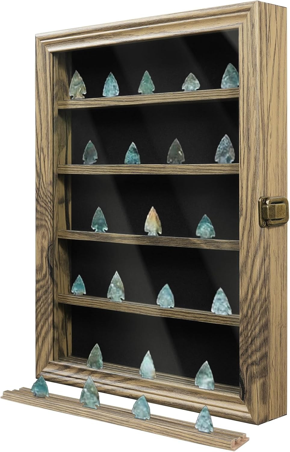 Arrowhead Display Case Holder, Lockable Native American Arrow Head Display Frame