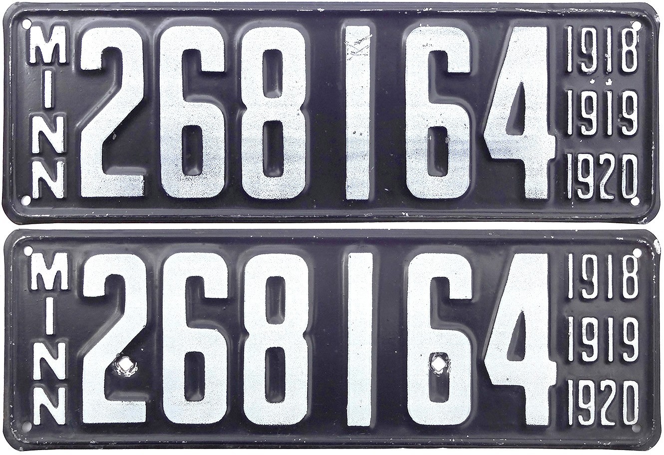 1918 1919 1920 MINNESOTA icense plate PAIR (GIBBY CHOICE) 1918 1919 1920 MINNESOTA icense plate PAIR (GIBBY CHOICE)