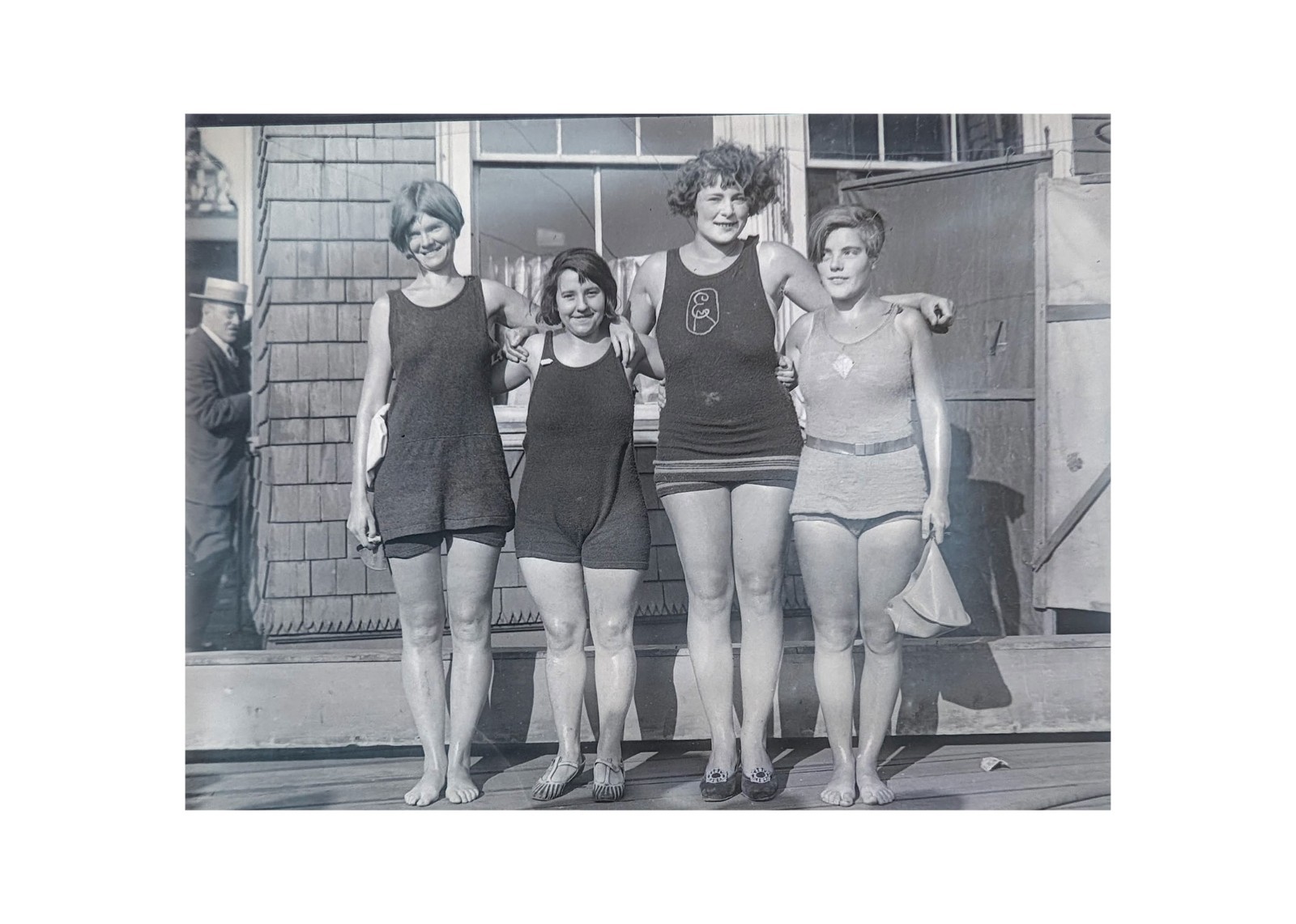 1925 Flapper Bathing Beauties Wool Swimsuits Glass Plate Negative Beach OOAK