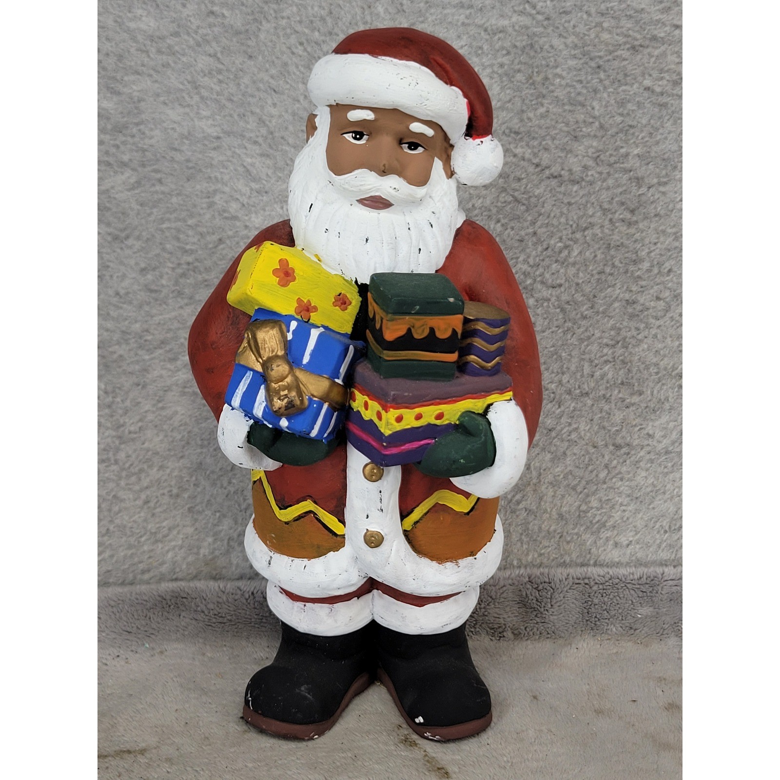 Walmart Black African American Santa Claus Christmas Figurine Holding Gifts 9.5\