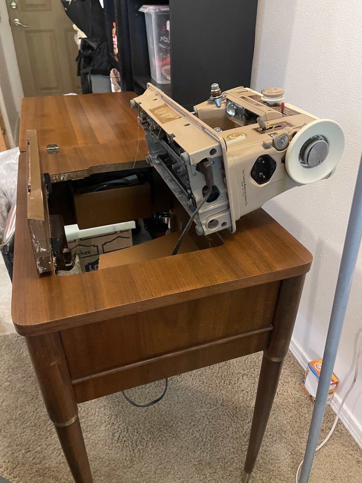Working Vintage 1959 Singer 401A Slant-O-Matic Sewing Machine MCM W/org. papers