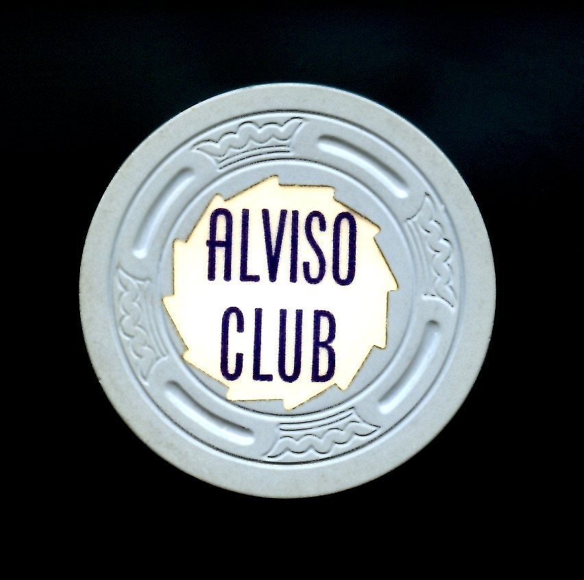 OLD VINTAGE RARE 1960 CALIF CARD ROOM CHIP - $20.00 - ALVISO CLUB - ALVISO CA OLD VINTAGE RARE 1960 CALIF CARD ROOM CHIP - $20.00 - ALVISO CLUB - ALVISO CA