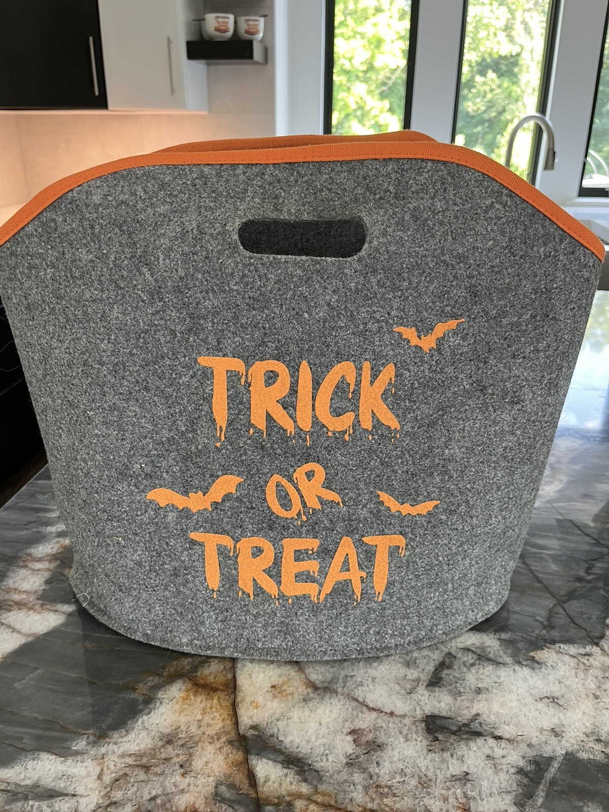 Vintage Large Sturdy Felt Built in Handle Halloween Trick or Treat  Bag Sh