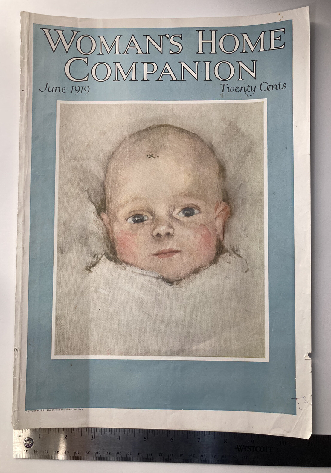 ANTIQUE 1919 Cover & Print Ad Women\'s Home Companion Baby Red Crown 11x16\