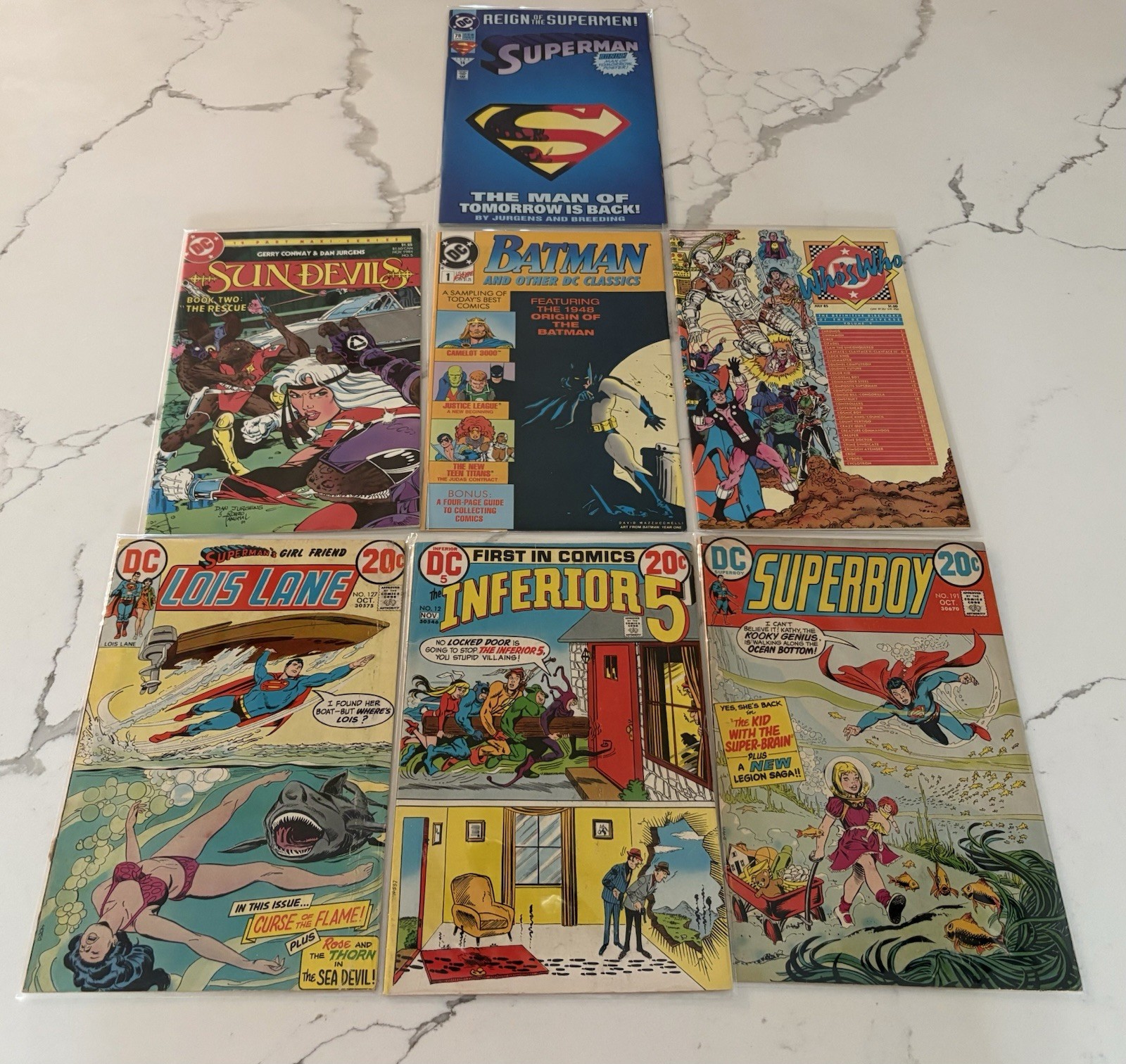 Vintage DC Comic Book Lot 7 Clean Issues Lois Lane 127 Superboy 191
