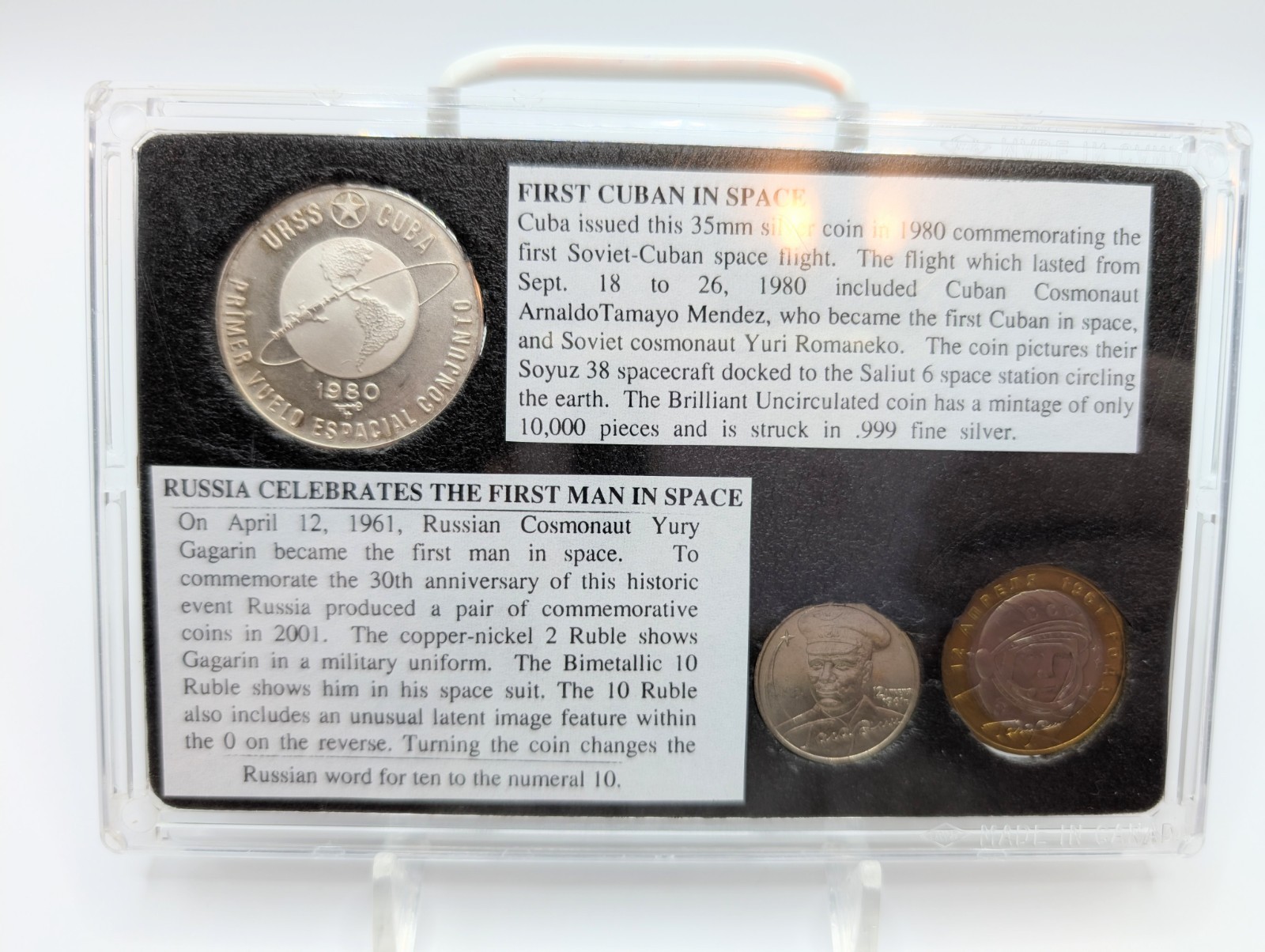 Rare Space Coin Set - 1980Yuri Romaneko Silver Coin & 2001 Russia Yuri Gagarin Rare Space Coin Set - 1980Yuri Romaneko Silver Coin & 2001 Russia Yuri Gagarin