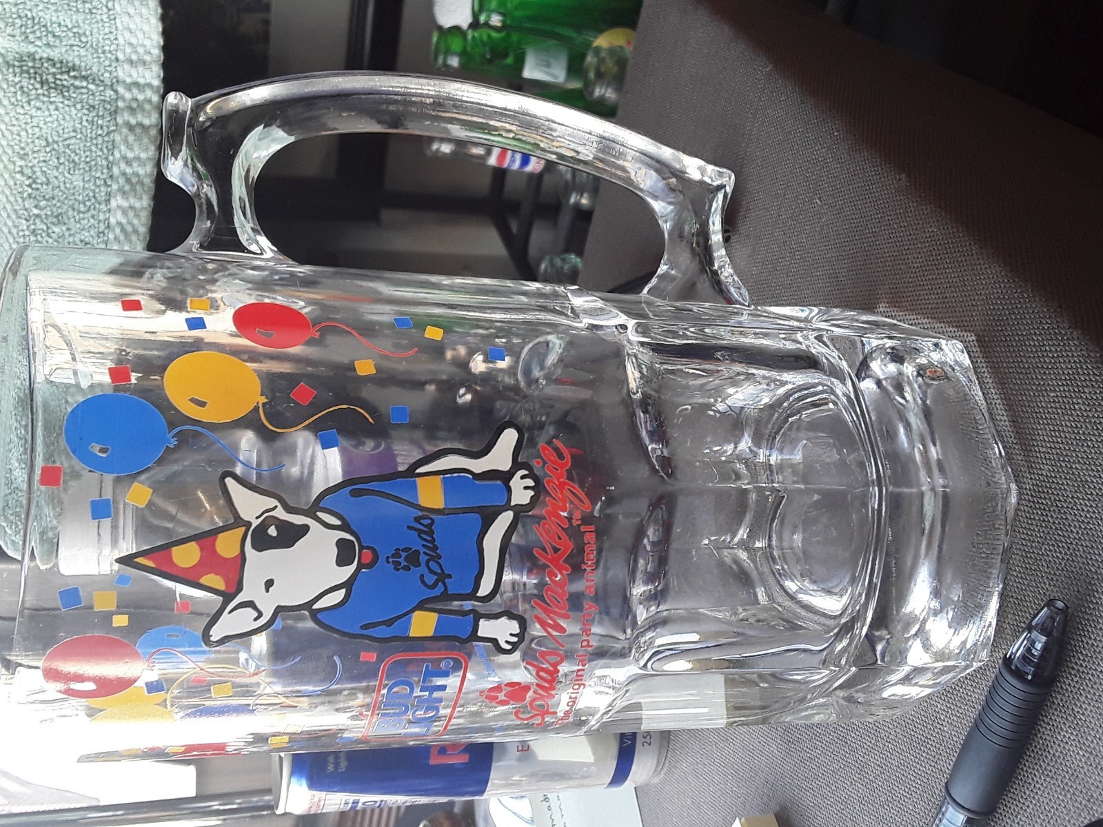 Vintage 1987 Spuds Mackensie Budlight Glass Beer Mug Stein Libbey Glass