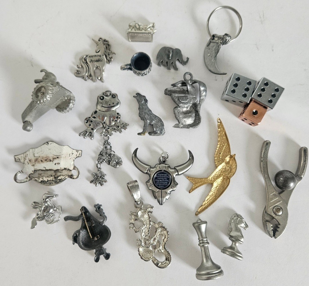 22 VTG Miniature Metal Figurines Screenlife Spoontiques Various Pendants Charms 22 VTG Miniature Metal Figurines Screenlife Spoontiques Various Pendants Charms