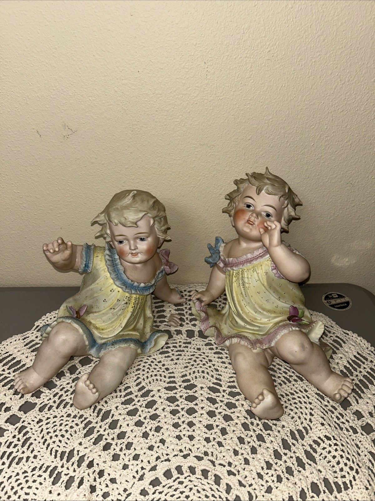 Antique German Pair Of Butterfly Piano Babies Baby LARGE 10” READ Antique German Pair Of Butterfly Piano Babies Baby LARGE 10” READ