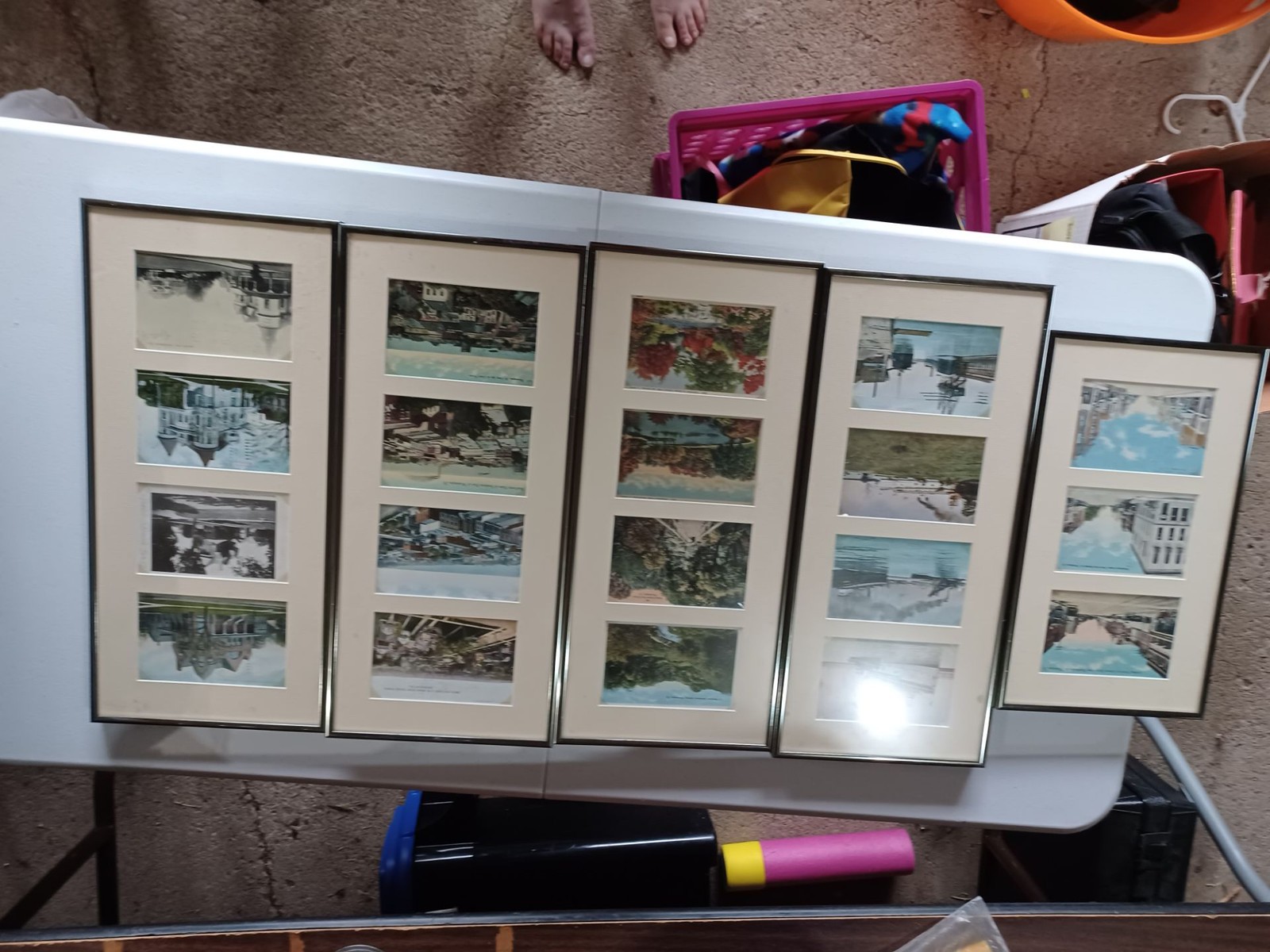 Vintage Waukegan Illinois Postcard Art Collection - Set of 5 Framed Panels Vintage Waukegan Illinois Postcard Art Collection - Set of 5 Framed Panels