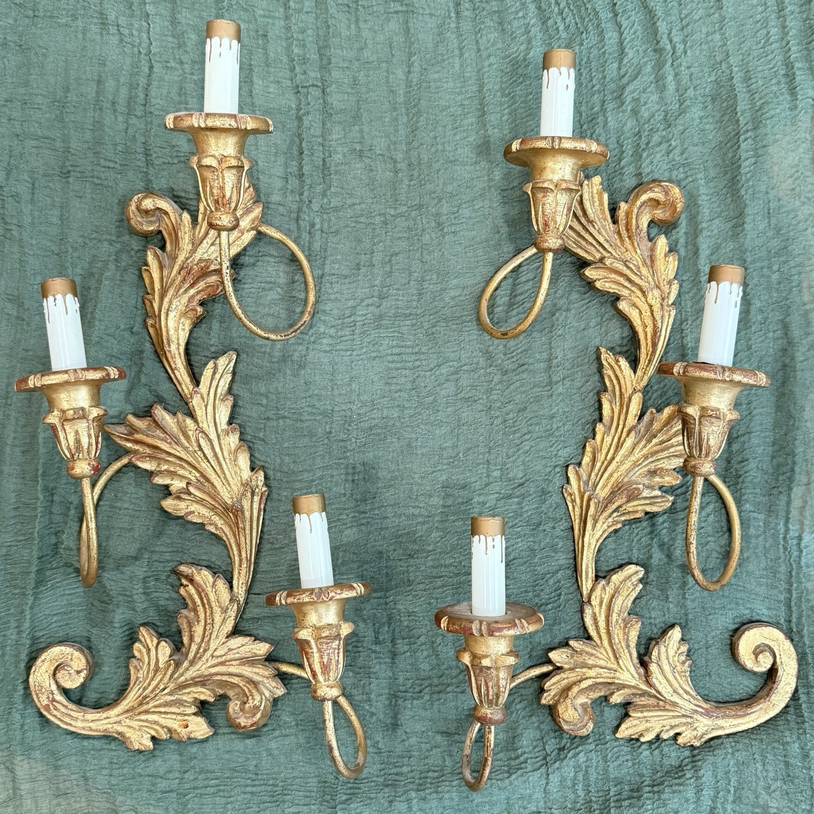 Vintage Palladio Handcrafted Wall Scones Italy Gold Gilt Hanging Decor Hollywood Vintage Palladio Handcrafted Wall Scones Italy Gold Gilt Hanging Decor Hollywood