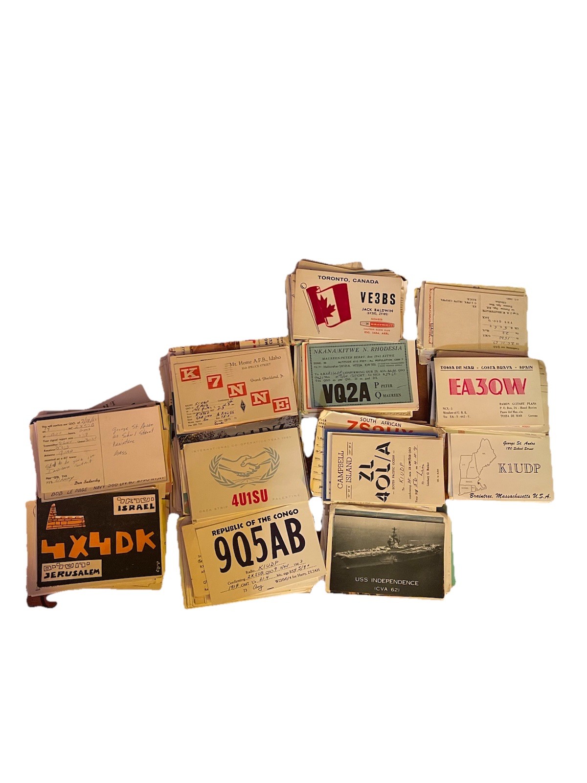 Lot of Over 1400 Vintage Ham Radio CB QSL Card Postcards 1960’s George St Andre Lot of Over 1400 Vintage Ham Radio CB QSL Card Postcards 1960’s George St Andre