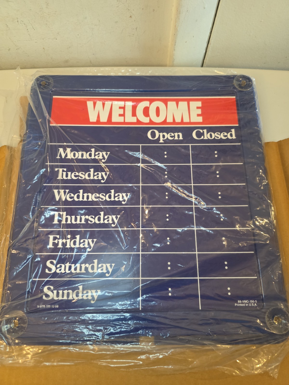 VTG Valvoline Store Window Hours Advertising Sign Gas & Oil NOS Original Box VTG Valvoline Store Window Hours Advertising Sign Gas & Oil NOS Original Box