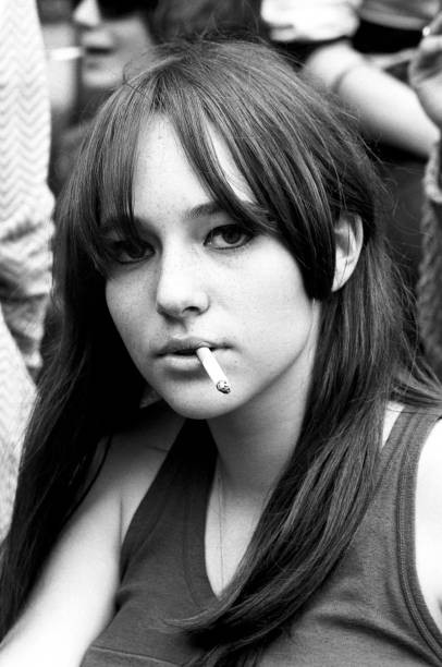 British young woman smoking a cigarette London 1960s Historic 1960s Old Photo