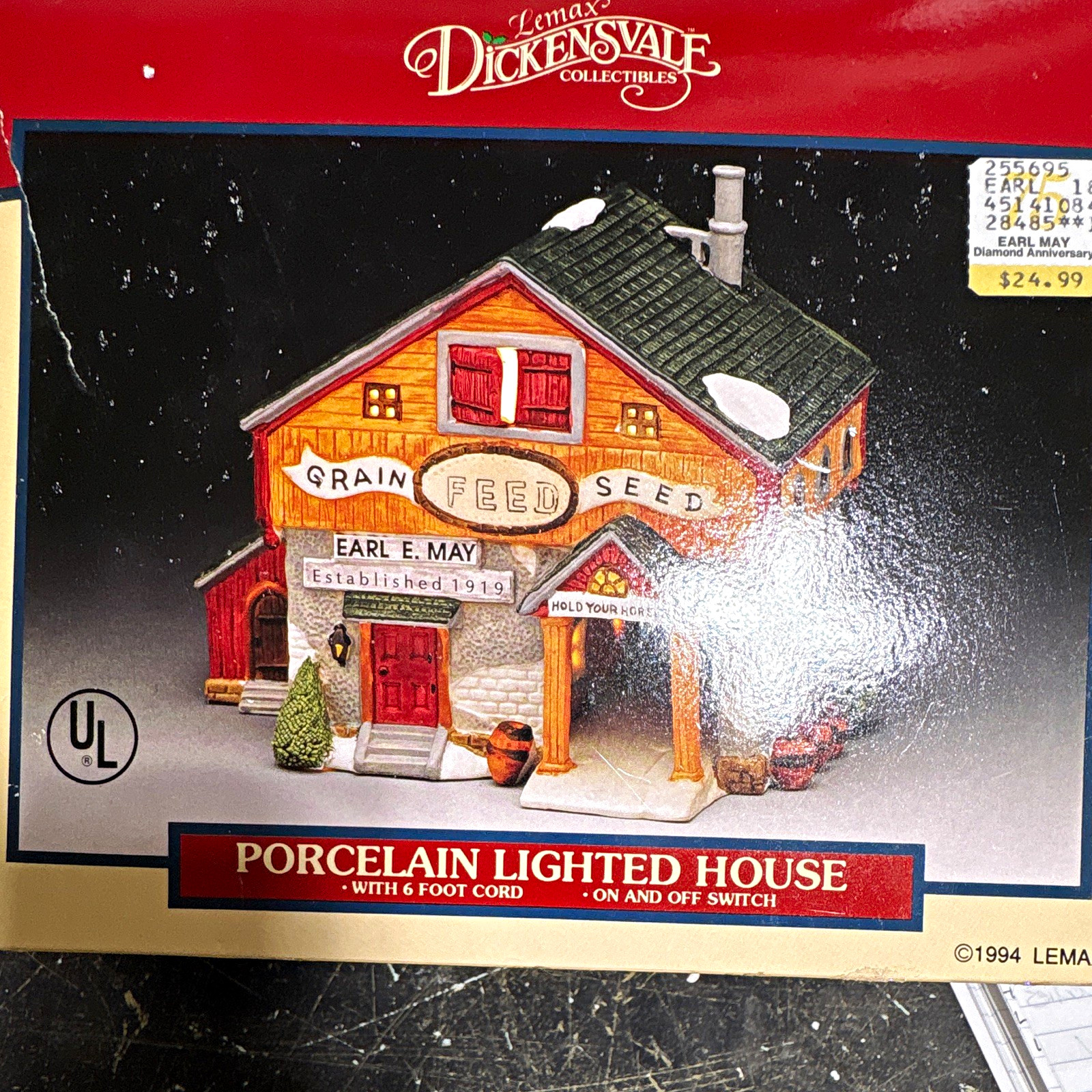 Lemax Dickensvale Grain Feed Seed Earl E. May Porcelain Lighted Christmas House