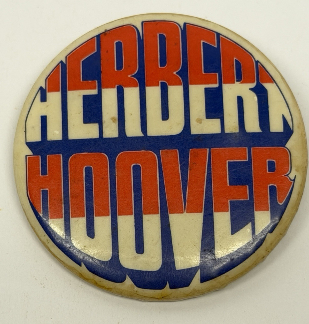 Vintage Herbert Hoover Presidential Campaign Large Pinback Button Political