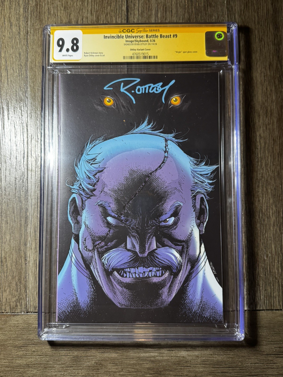 Invincible Universe: Battle Beast #9 CGC SS 9.8 Signed Ryan Ottley Virgin GITD