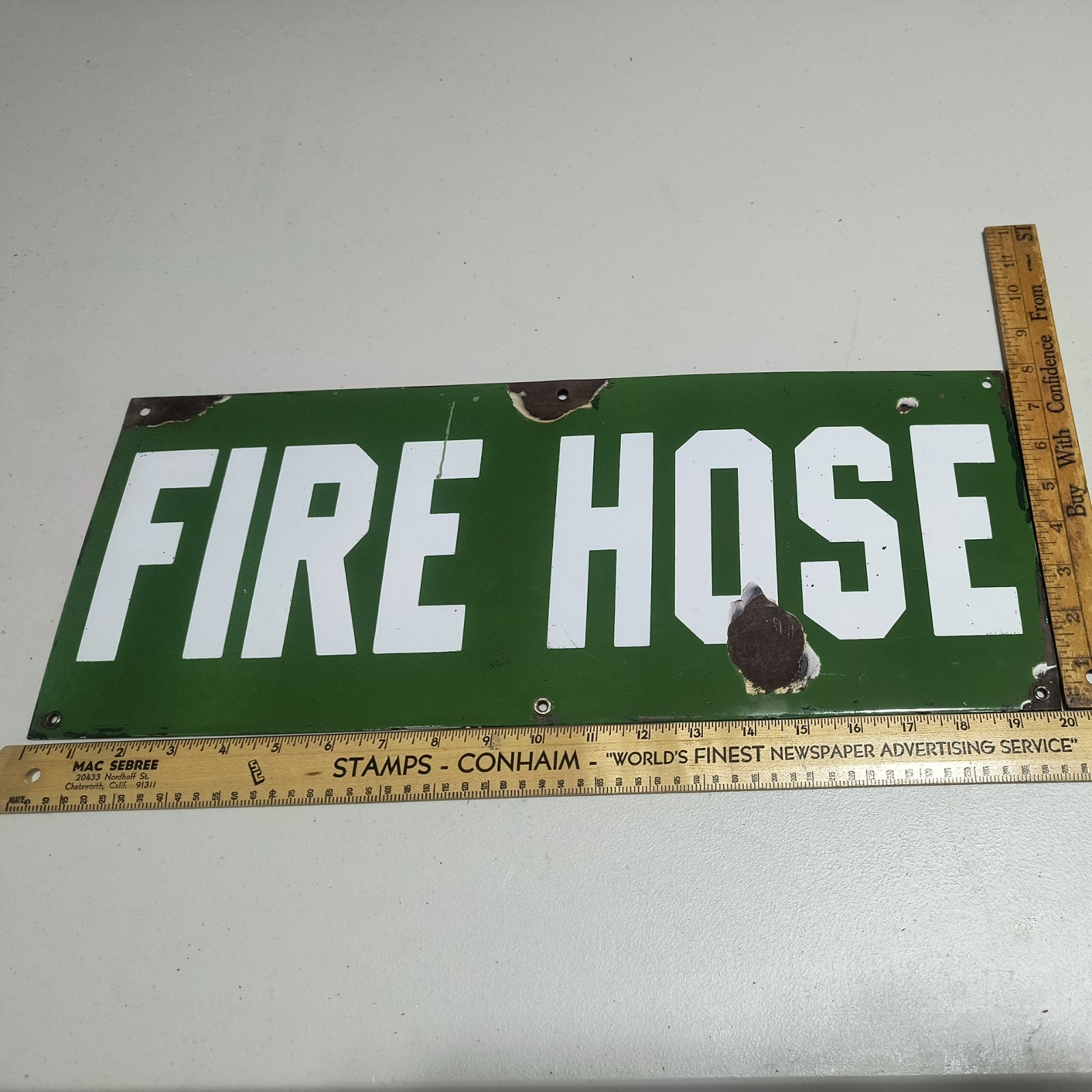 Vintage Porcelain Fire Hose Sign Original Industrial Heavy Steel Utility Marker Vintage Porcelain Fire Hose Sign Original Industrial Heavy Steel Utility Marker