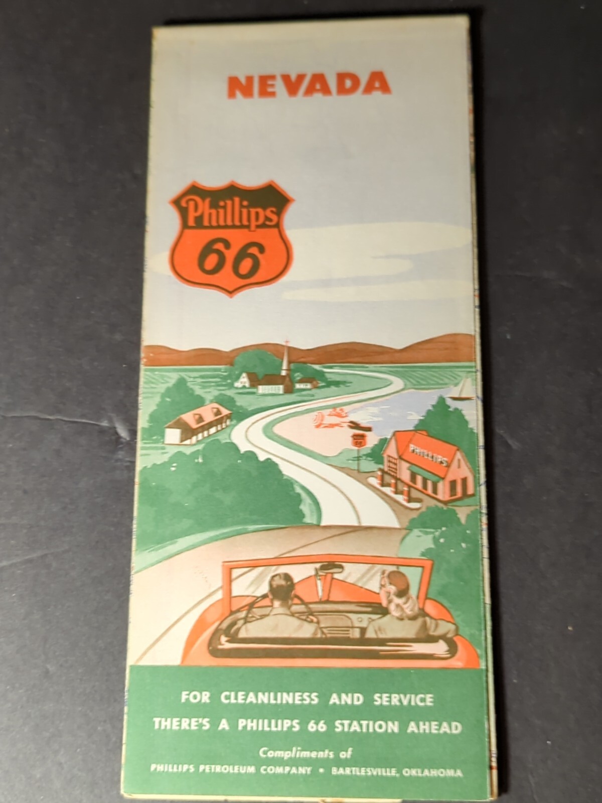 1940's Phillips 66 gas station map Nevada USA Double Sided Tear On Creases 1940's Phillips 66 gas station map Nevada USA Double Sided Tear On Creases