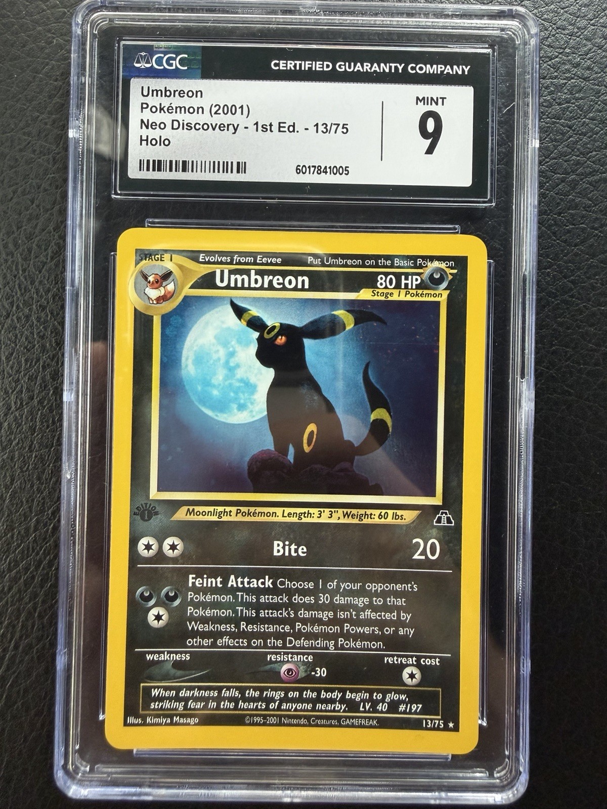 Pokémon 2001 Neo Discovery 1st Edition Holo Umbreon 13/75 CGC 9
