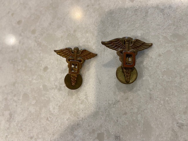 TWO WW11 DENTAL US ARMY AIR CORPS PINS TWO WW11 DENTAL US ARMY AIR CORPS PINS