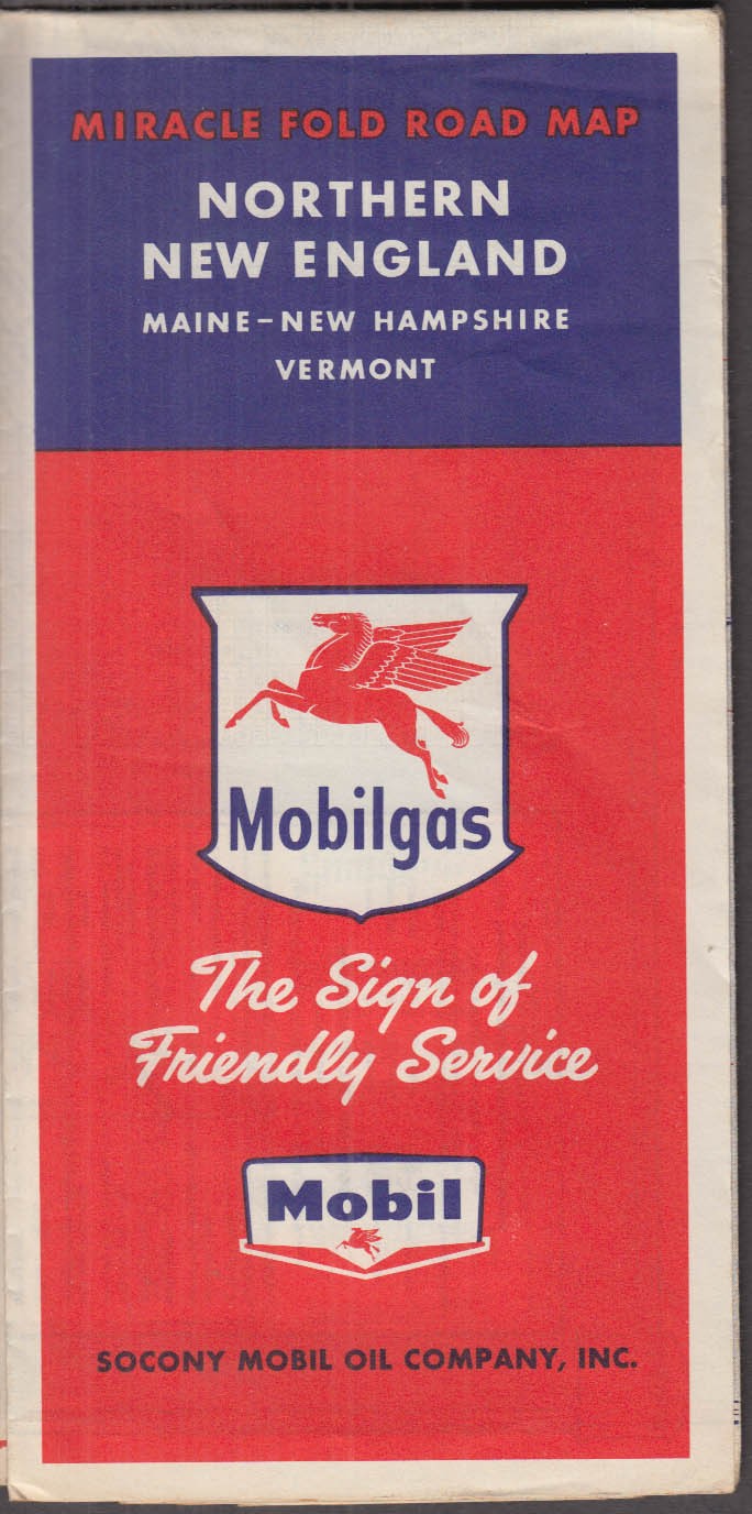Socony Mobil Mobilgas Gasoline Road Map Maine New Hampshire Vermont 1947