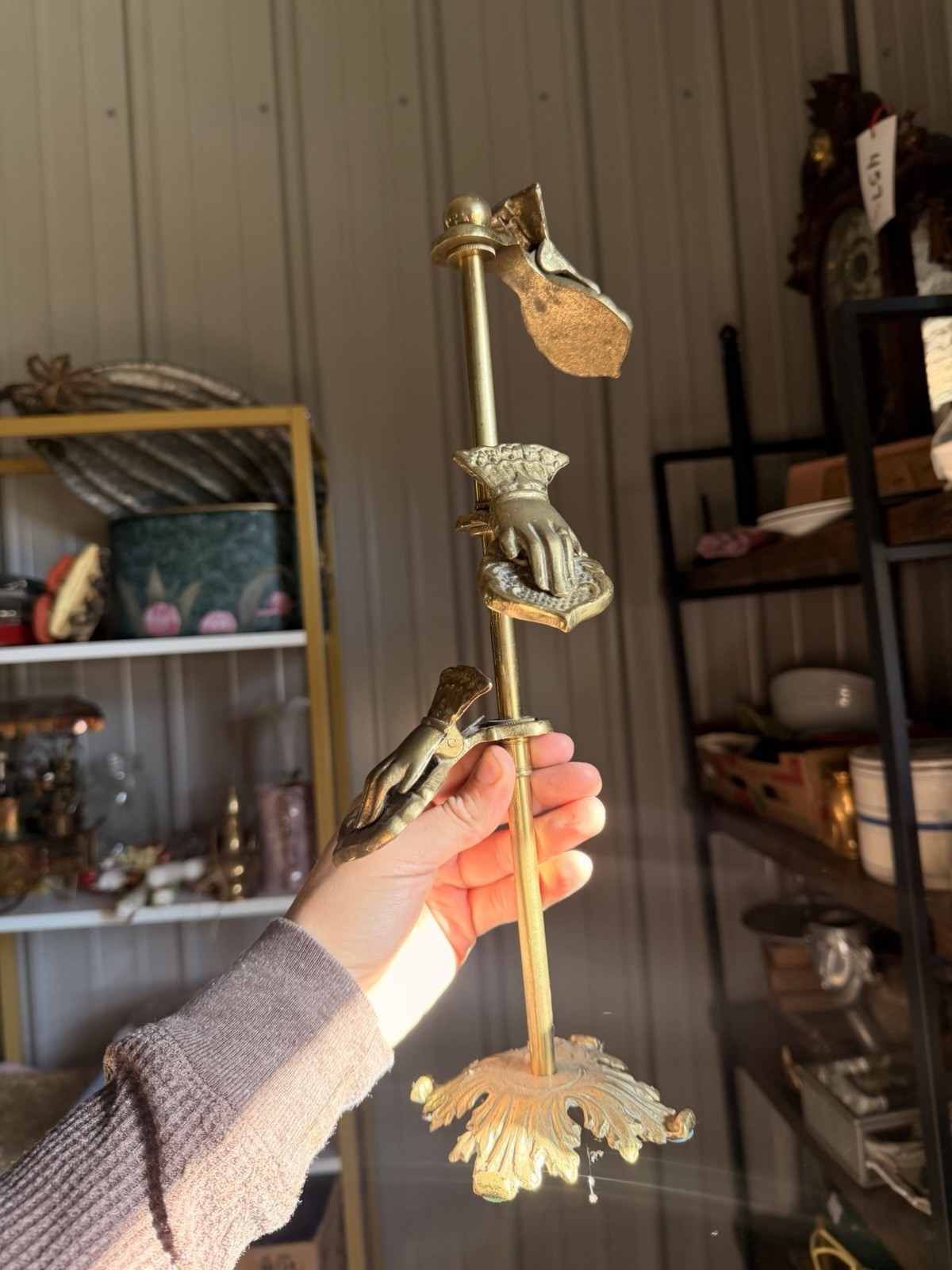 Vintage Brass Hand Letter Clip Stand 