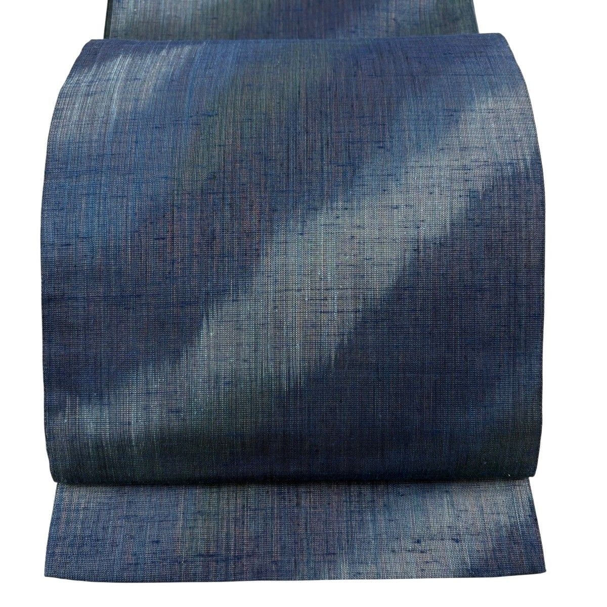 Japanese Fukuro Obi, Geometric Gold Thread, Blue-Purple, Pure Silk