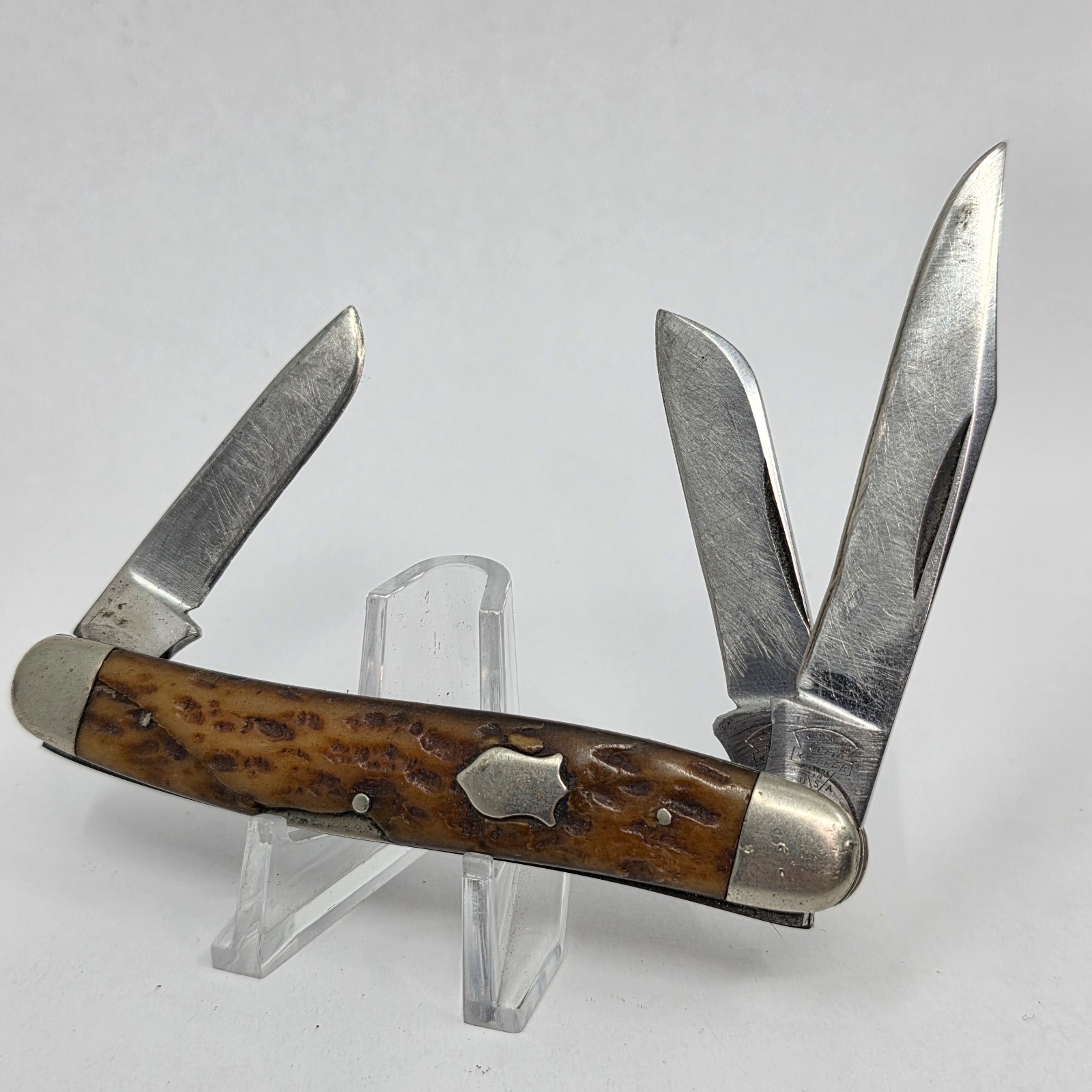 Vintage EC Simmons Keen Kutter 3439 3 Blade Jigged Bone Folding Knife