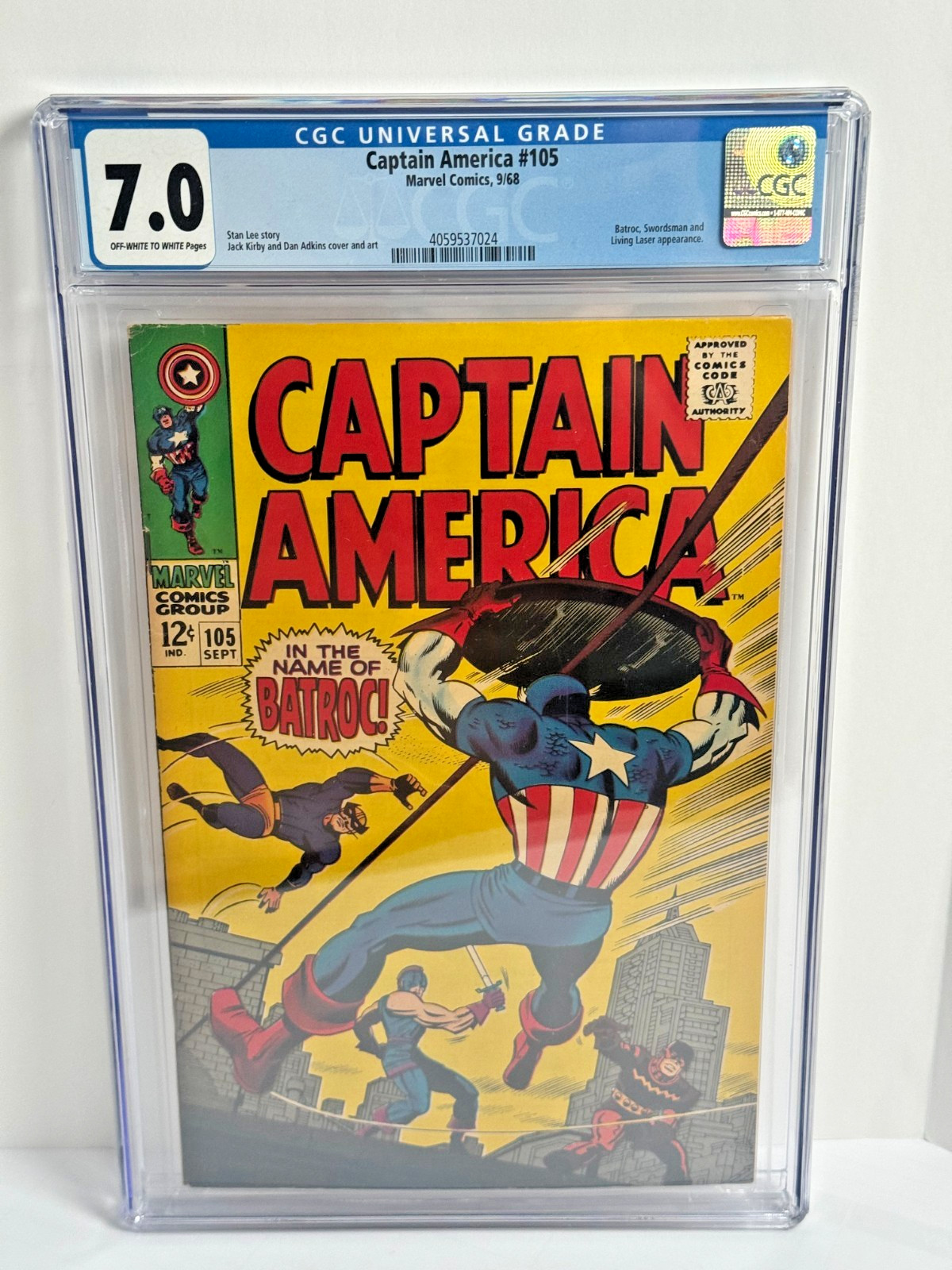 Captain America #105 CGC 7.0 1968 Jack Kirby Marvel Bright Colors on Cover