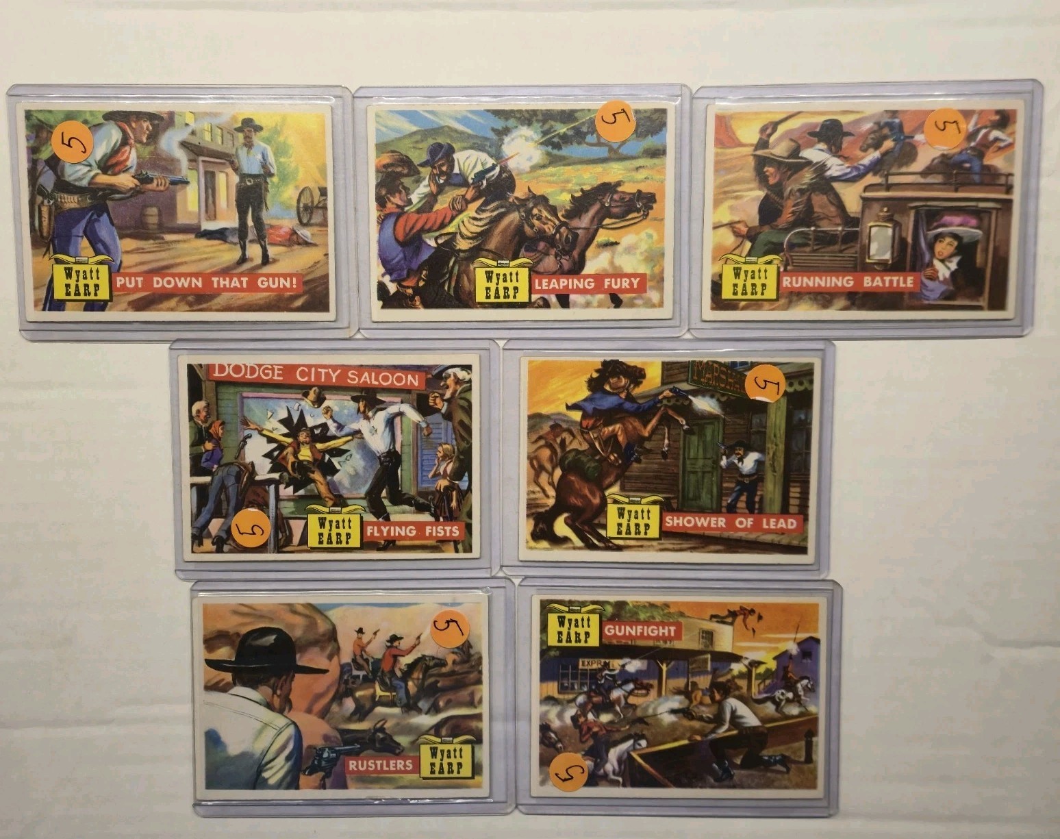 1956 TOPPS ROUNDUP Card Lot of 7 #32-38, 40 In Card Loaders