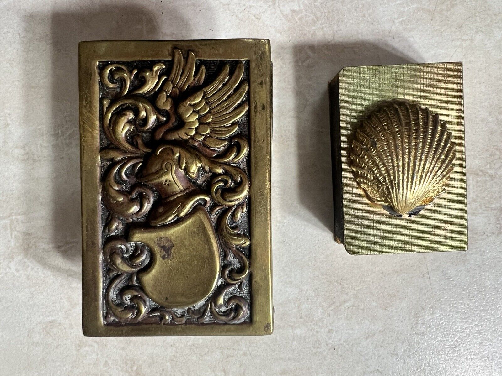 Antique Match Box Holders Little Shell, Larger Super Unique 