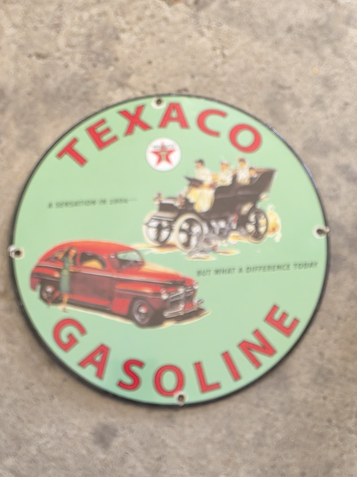 VINTAGE GREEN TEXACO GASOLINE PORCELAIN GAS STATION PUMP SIGN 12 VINTAGE GREEN TEXACO GASOLINE PORCELAIN GAS STATION PUMP SIGN 12