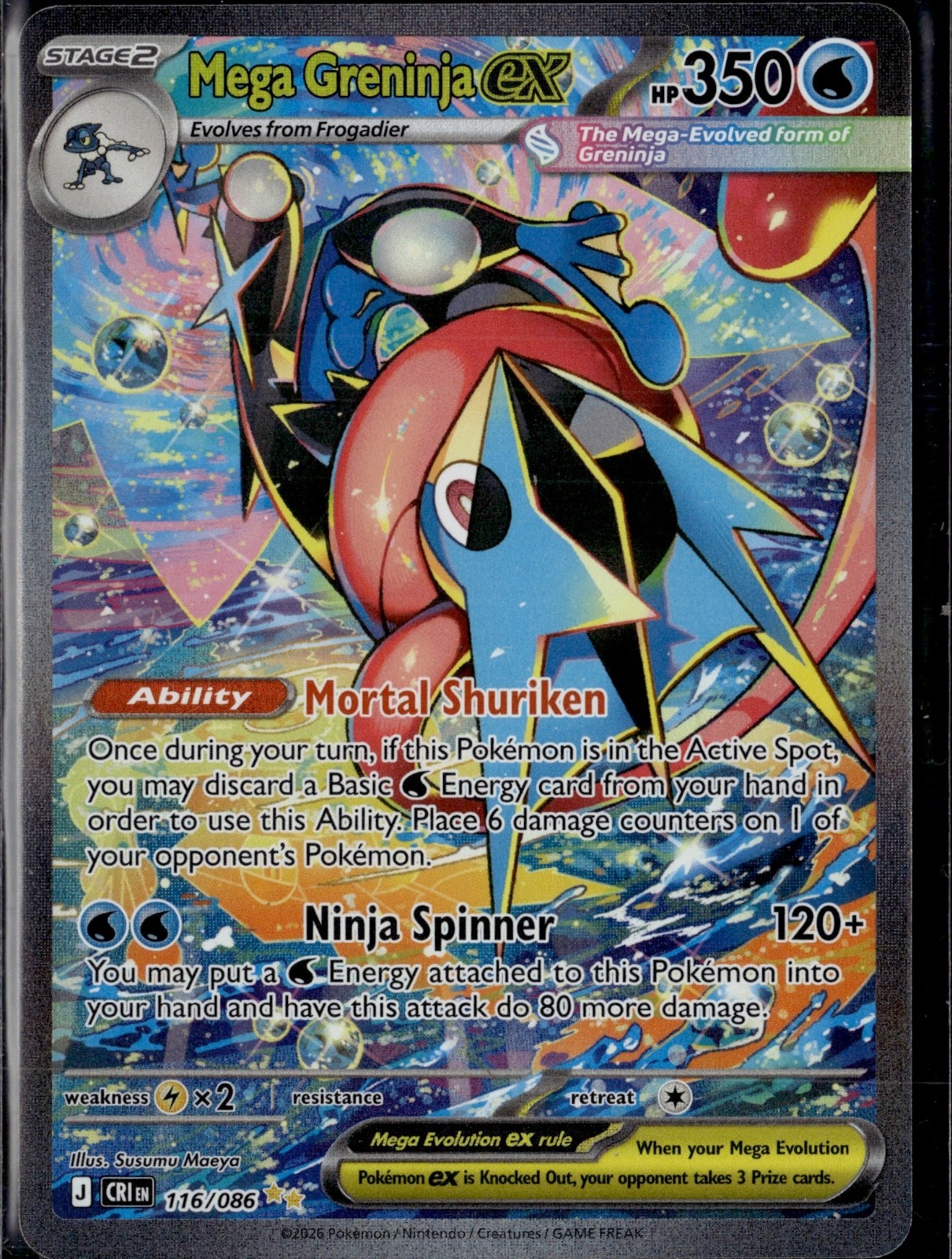 Mega Greninja ex Holo Special Illustration Rare ME04: Chaos Rising 116/086 NM