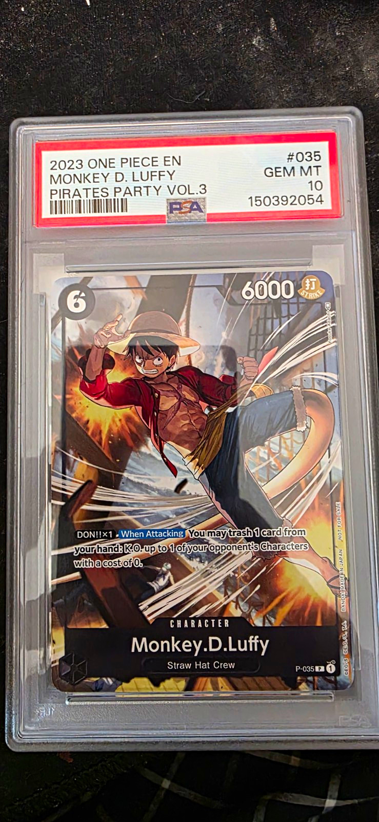 Bandai 2023 One Piece Monkey D. Luffy Pirates Party Vol.3 P-035 PSA 10 EN
