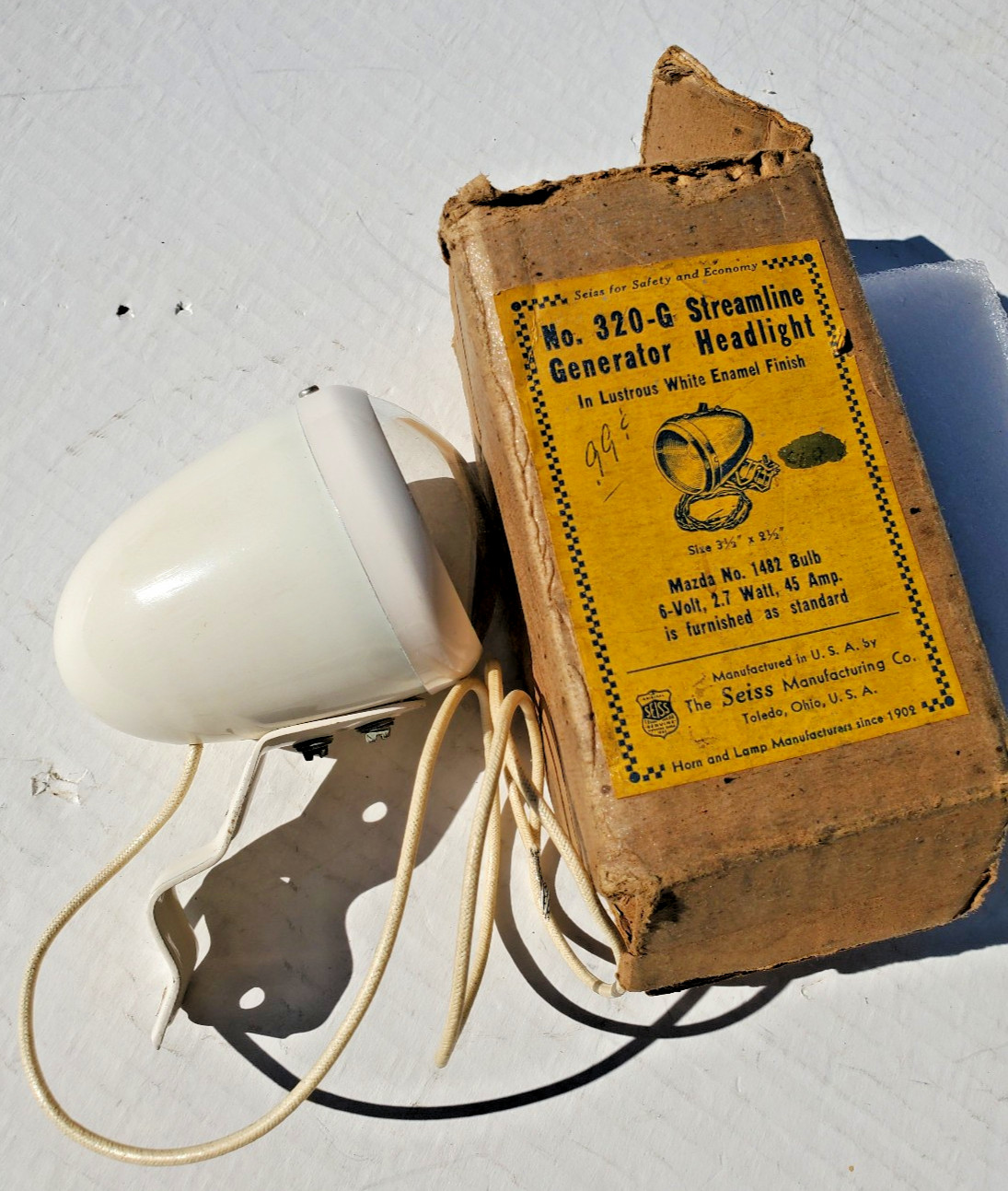 NOS Sediss Streamline Generator Head Light Bicycle Vtg 1930s Schwinn Elgin Glass NOS Sediss Streamline Generator Head Light Bicycle Vtg 1930s Schwinn Elgin Glass