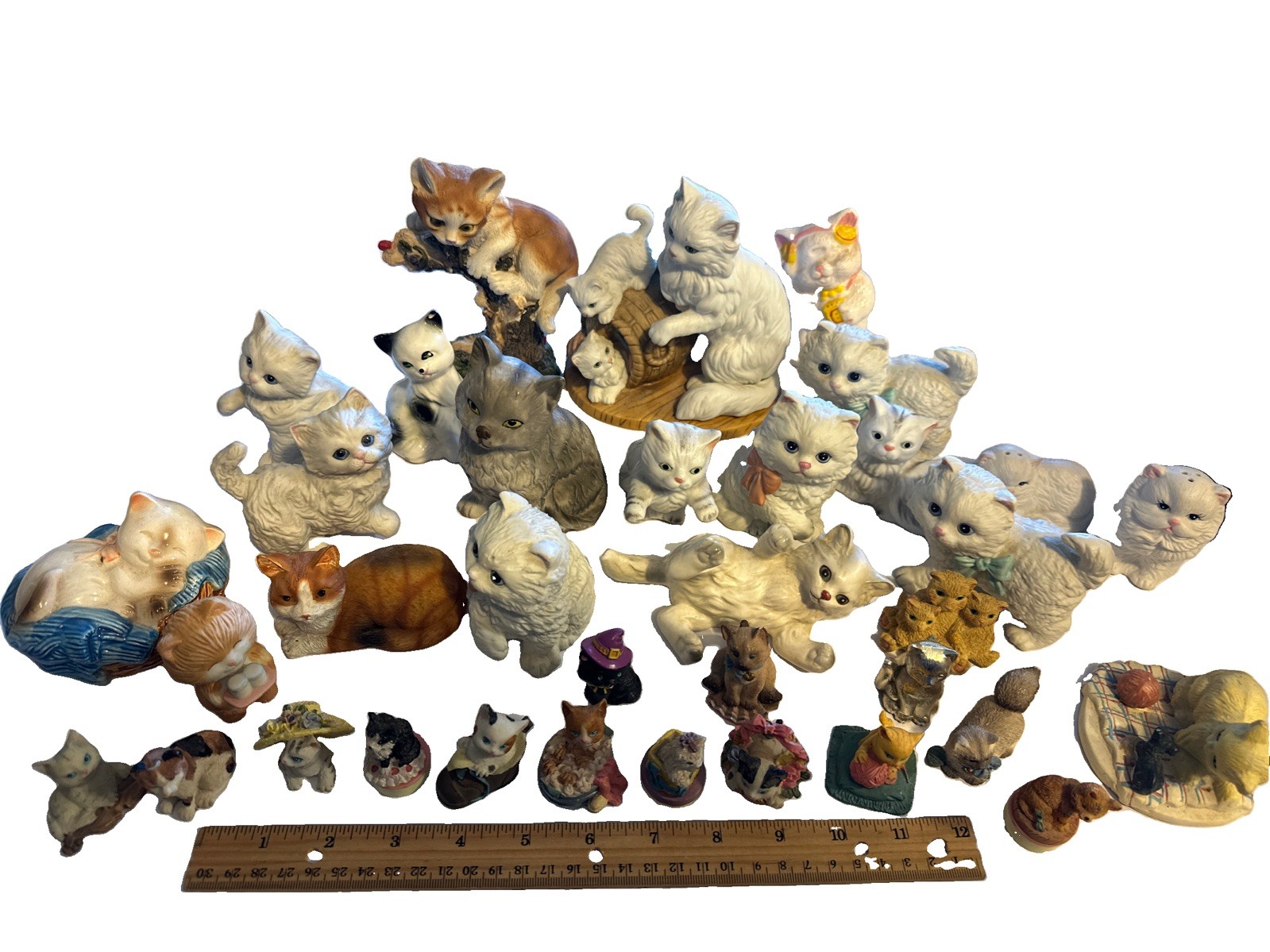 Huge Lot If Vintage Ceramic Kittens Signed Unsigned And Adorable 