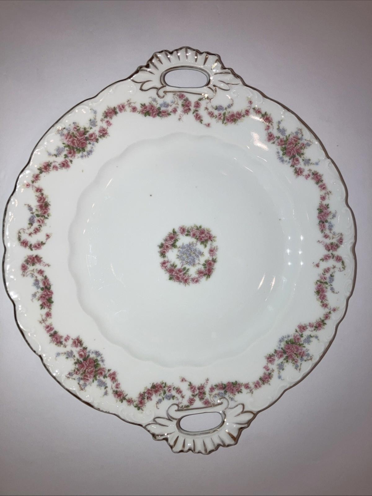 LS & S Carlsbad Austria vintage beautiful open handles cake platter circa 1910