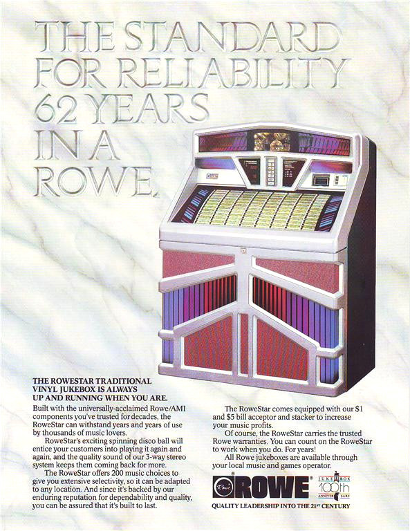 Rowe ROWESTAR TRADITIONAL Vinyl Orig NOS Jukebox Phonograph Music Sales Flyer #1