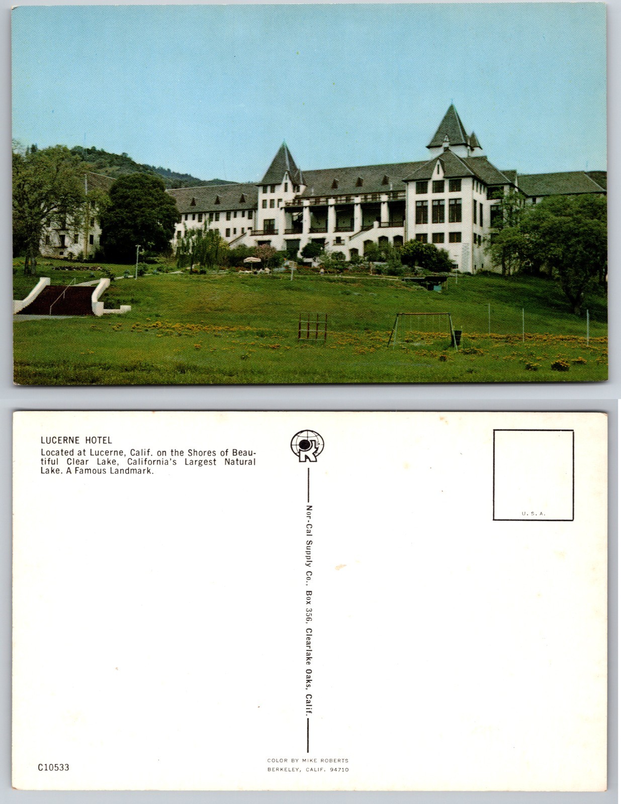 Lucerne Hotel Lucerne California Landmark Postcard