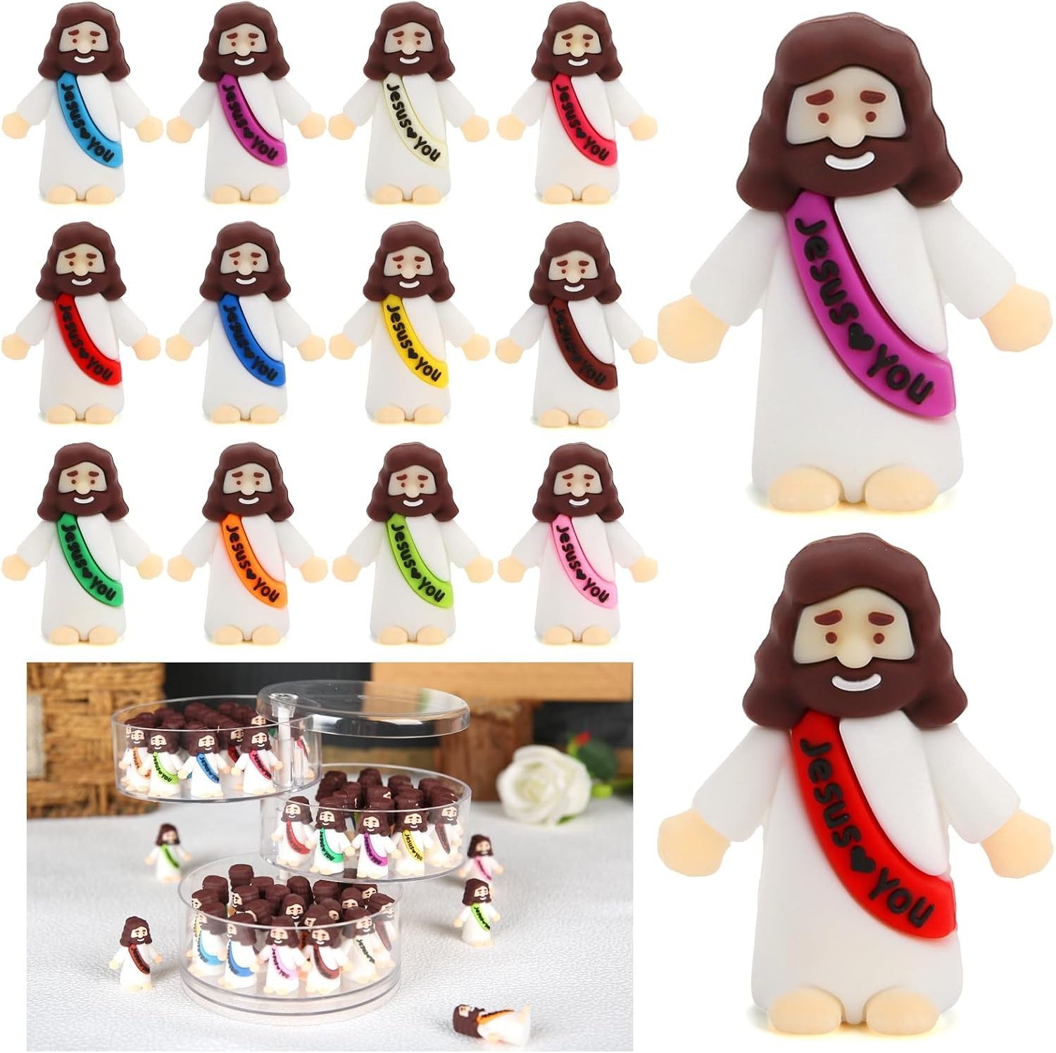 80 Pack Little Jesus Figures Loves You, Tiny Mini Jesus Figurines in Bulk NEW. 80 Pack Little Jesus Figures Loves You, Tiny Mini Jesus Figurines in Bulk NEW.